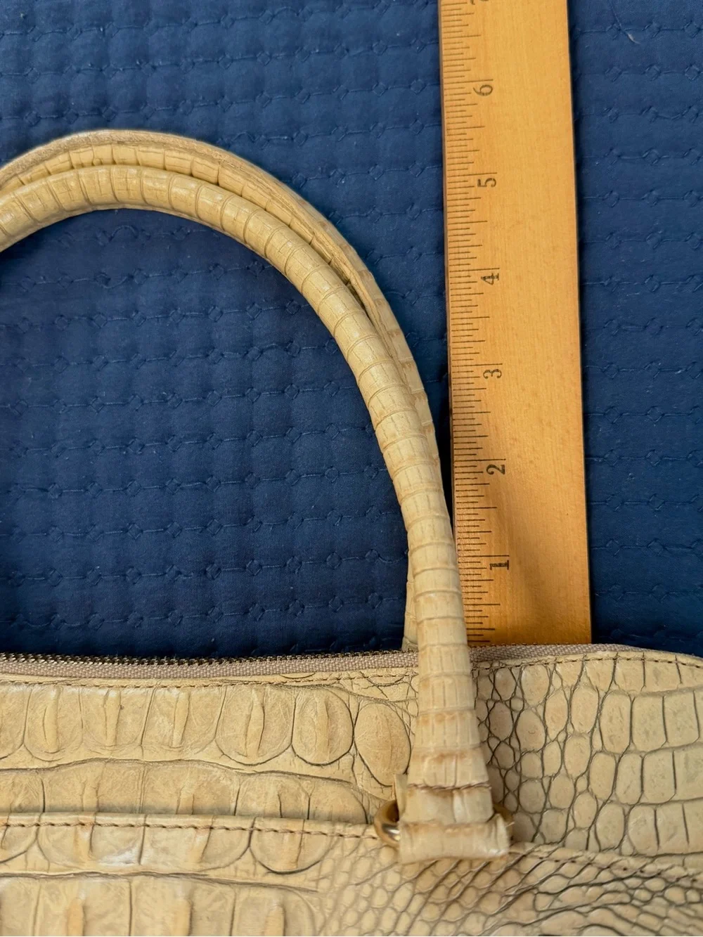 Vintage Brahmin Naomi Satchel - Croc Sand Leather